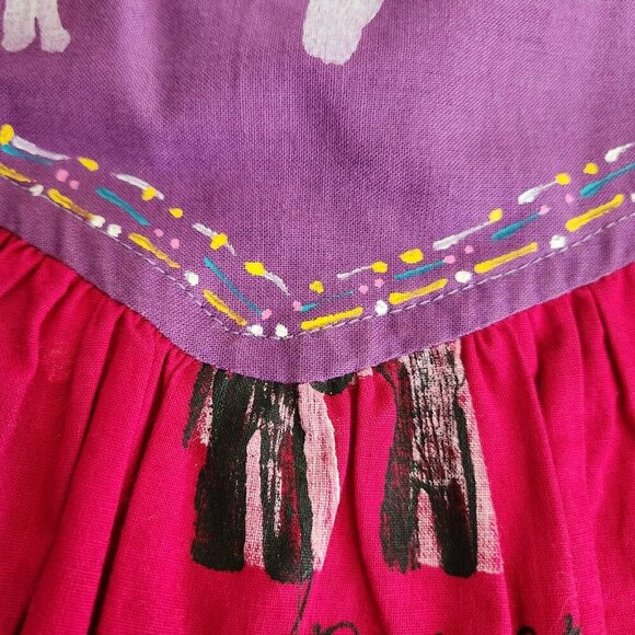 Vintage Robin Brown Portable Art Handpainted Western‎ Buffalo Horse Maxi Skirt - Picture 13 of 16